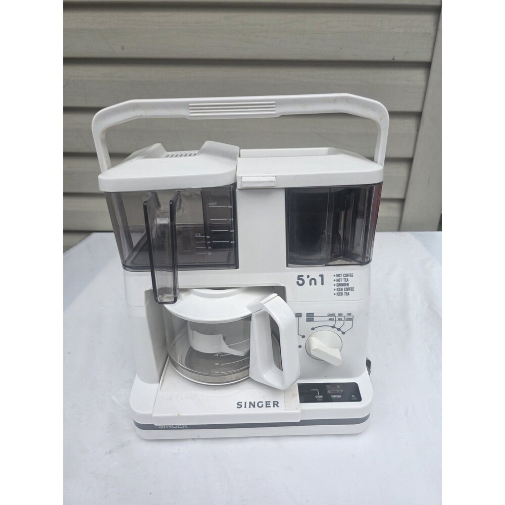 Singer 5 'n 1 Hot Iced Coffee Tea Maker, Model 470 W White  Vintage